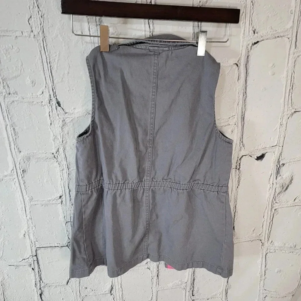 Two Girls Vests‎ Grey Utility & Denim Vest Layering Spring Summer Fall Big 10/12